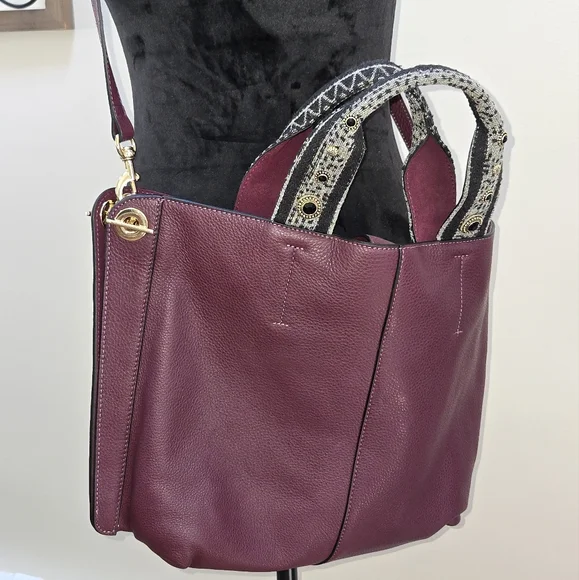 Vince Camuto Robin Leather East/West Wine Tote Bag